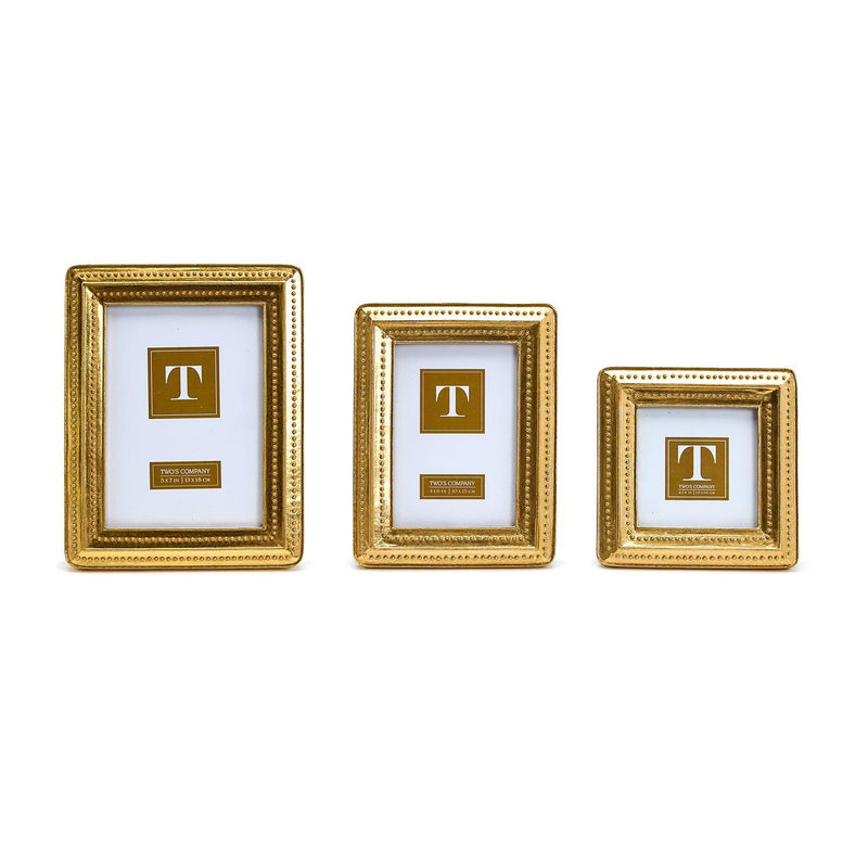 Gold Beaded Edge 5x7 Photo Frame Home Decor Two&