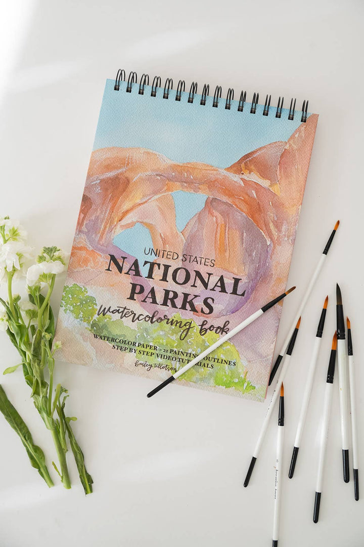 National Parks Watercoloring Book-Outlines w/Video Tutorials