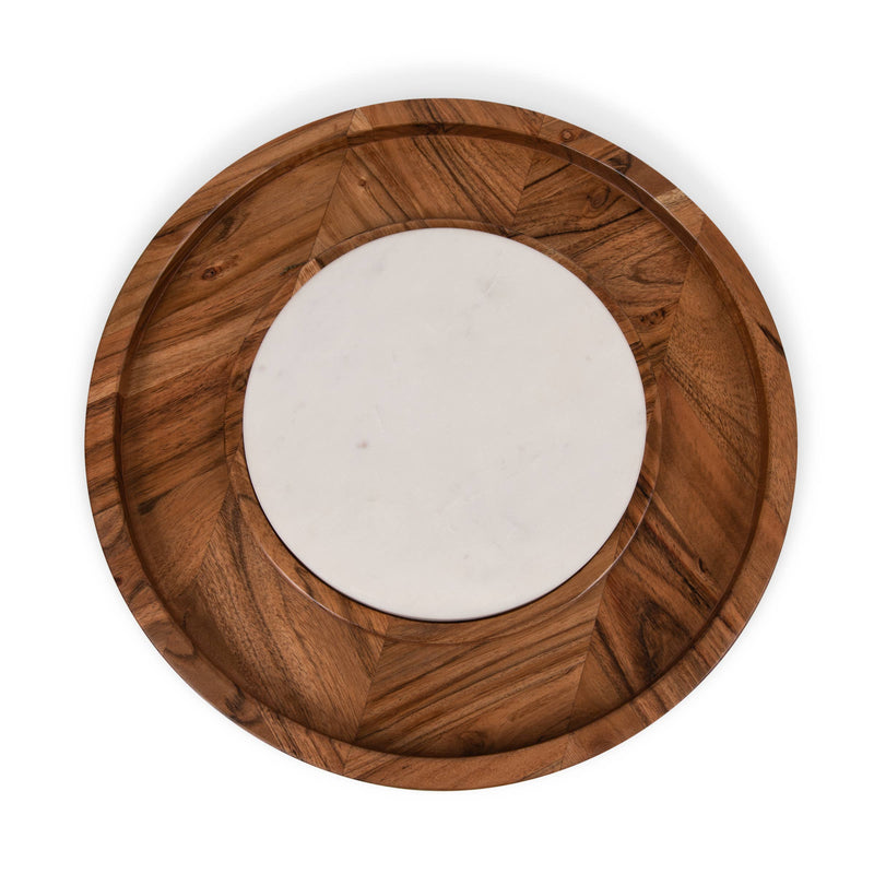 Isla Serving Platter with Marble Cheeseboard Insert: Acacia Wood with Marble Kitchen Picnic Time  Paper Skyscraper Gift Shop Charlotte