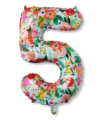 Garden Party Numbered Foil Balloon (5) Party Decor Rifle Paper Co  Paper Skyscraper Gift Shop Charlotte