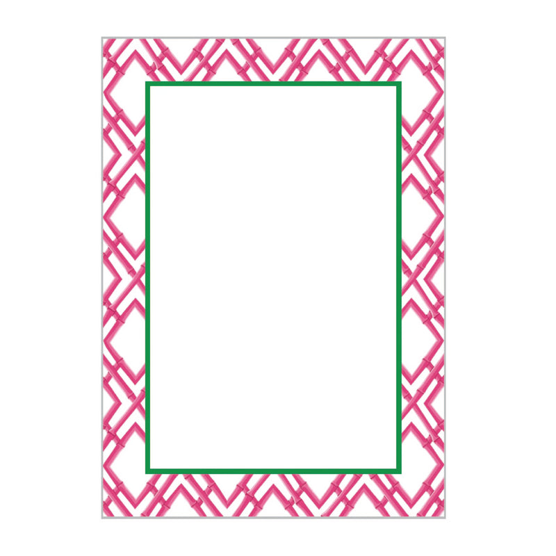 5x7 Bamboo Trellis Hot Pink Notepad Notepads WH Hostess Social Stationery  Paper Skyscraper Gift Shop Charlotte