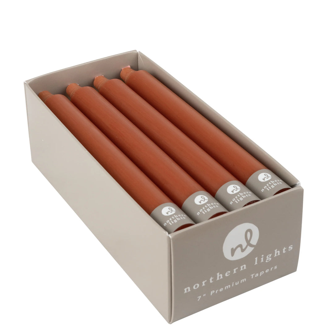 7" Tapers - Terra Cotta Candles Northern Lights Candles Paper Skyscraper Gift Shop Charlotte