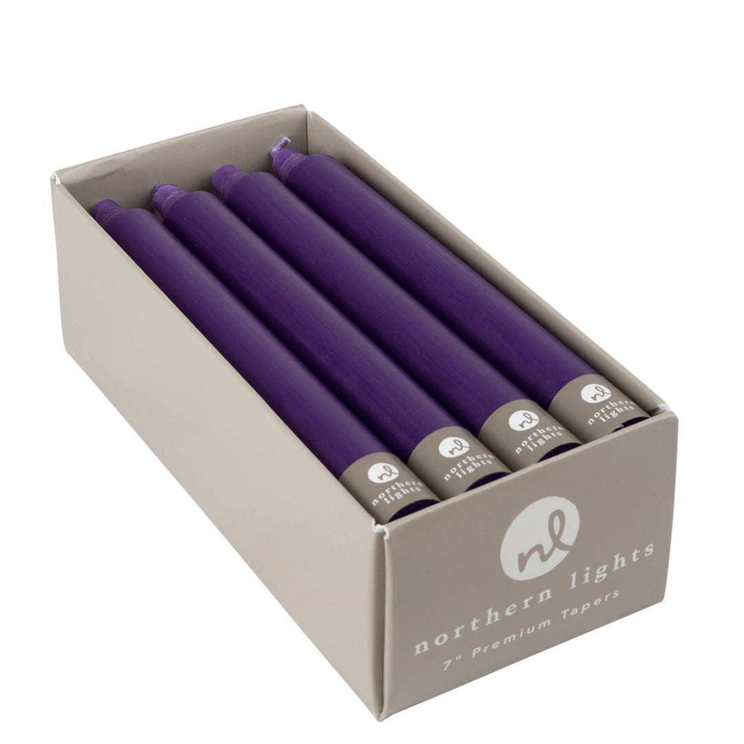 7" Tapers - Purple Candles Northern Lights Candles Paper Skyscraper Gift Shop Charlotte