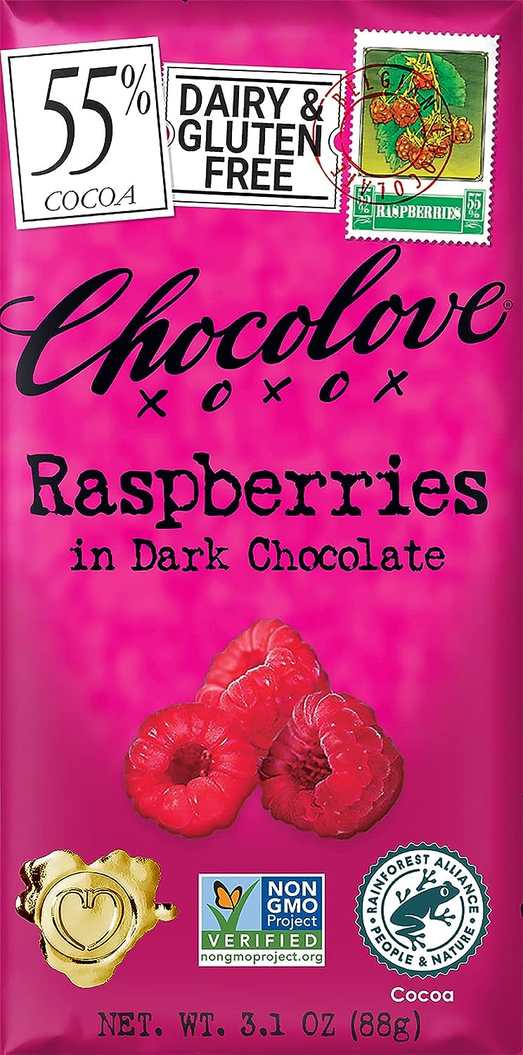 Chocolove 55% Dark Raspberry Bar Valentine&