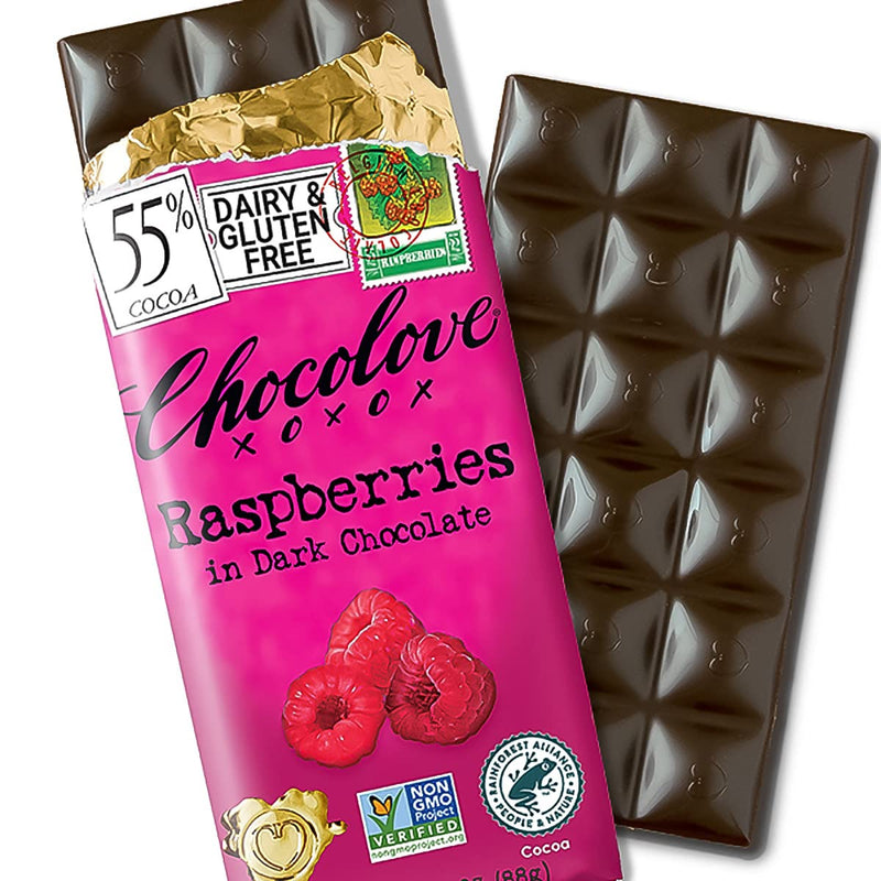 Chocolove 55% Dark Raspberry Bar Valentine&