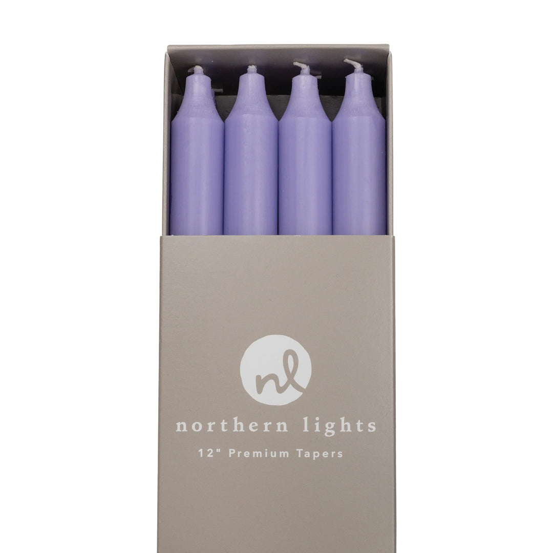 7" Tapers - Lilac Candles Northern Lights Candles Paper Skyscraper Gift Shop Charlotte
