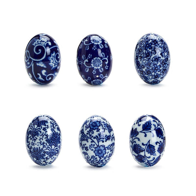 Blue and White Hand-Painted Easter Eggs | Assorted Easter Two's Company  Paper Skyscraper Gift Shop Charlotte