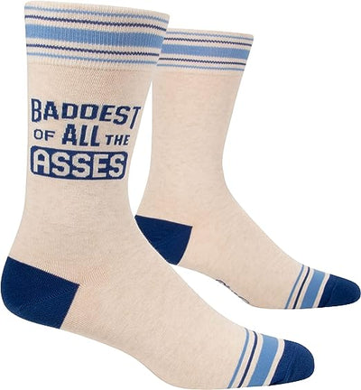 Men's Socks | Baddest of Asses Socks Blue Q  Paper Skyscraper Gift Shop Charlotte