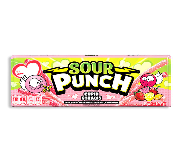 Sour Punch Red and Pink Cupid Straws Food - Chocolates & Candy Nassau Candy Paper Skyscraper Gift Shop Charlotte