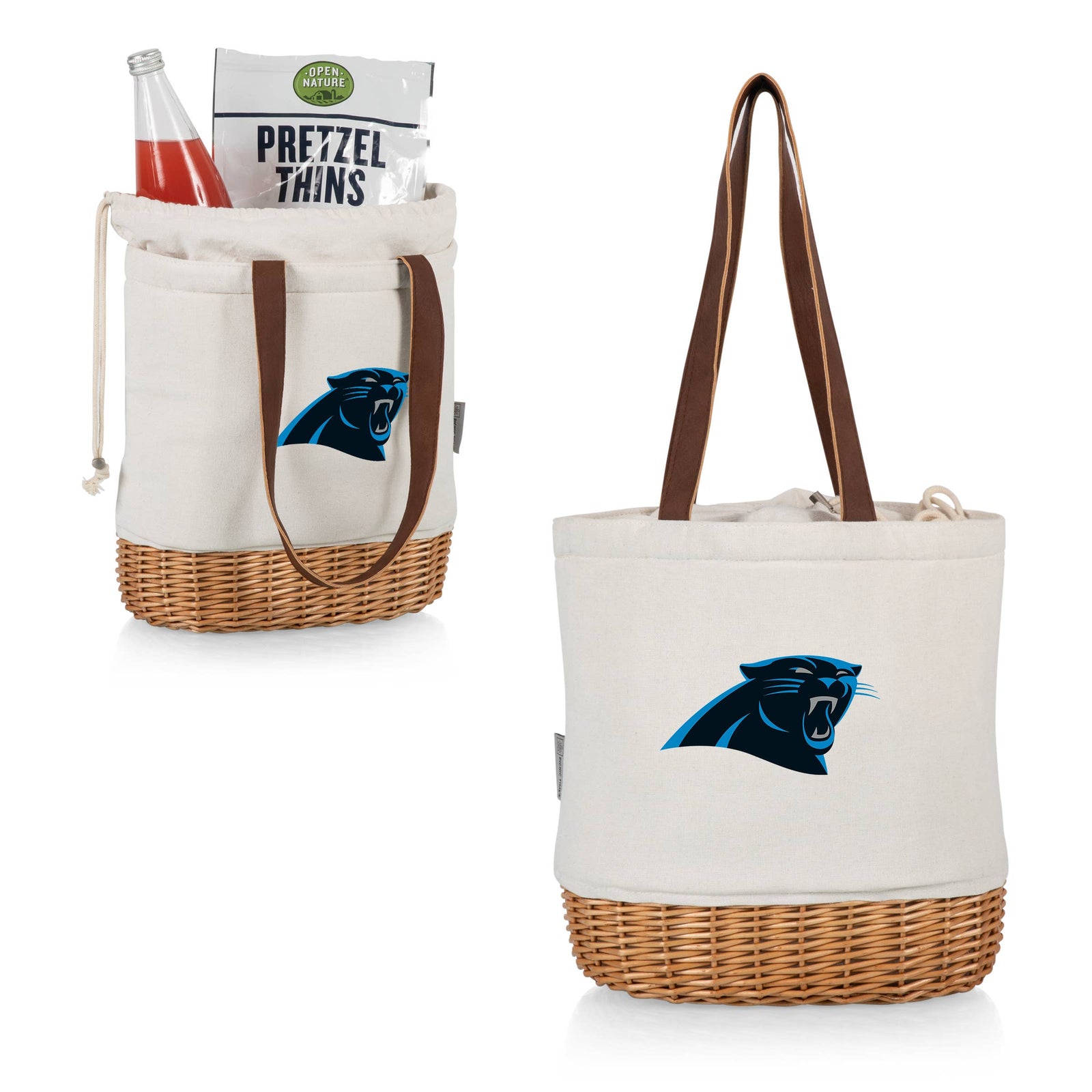 Carolina Panthers Pico Canvas Insulated Basket Tote Bag Luggage & Bags Picnic Time Paper Skyscraper Gift Shop Charlotte