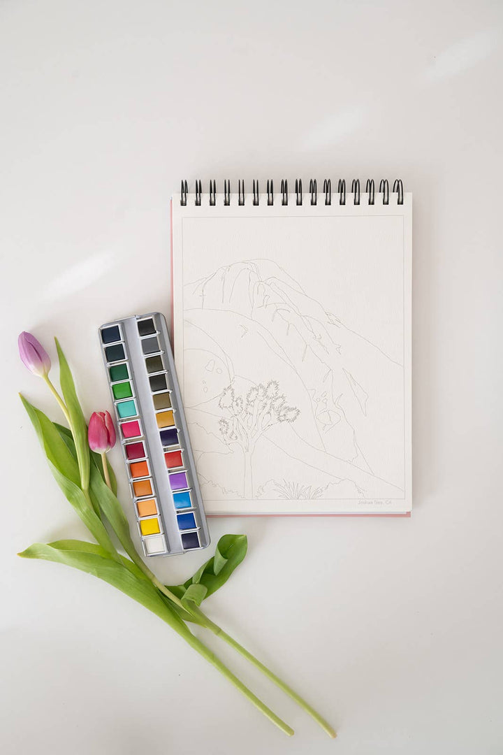 National Parks Watercoloring Book-Outlines w/Video Tutorials