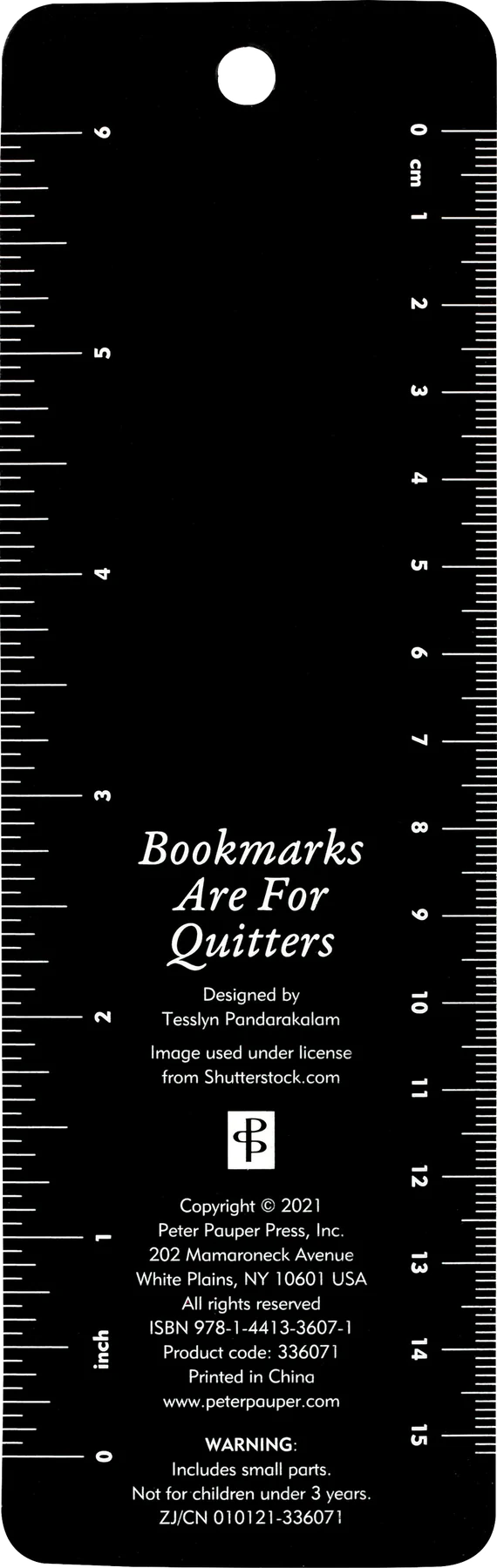 BOOKMARKS ARE FOR QUITTERS BEADED Bookmarks Peter Pauper Press, Inc.  Paper Skyscraper Gift Shop Charlotte