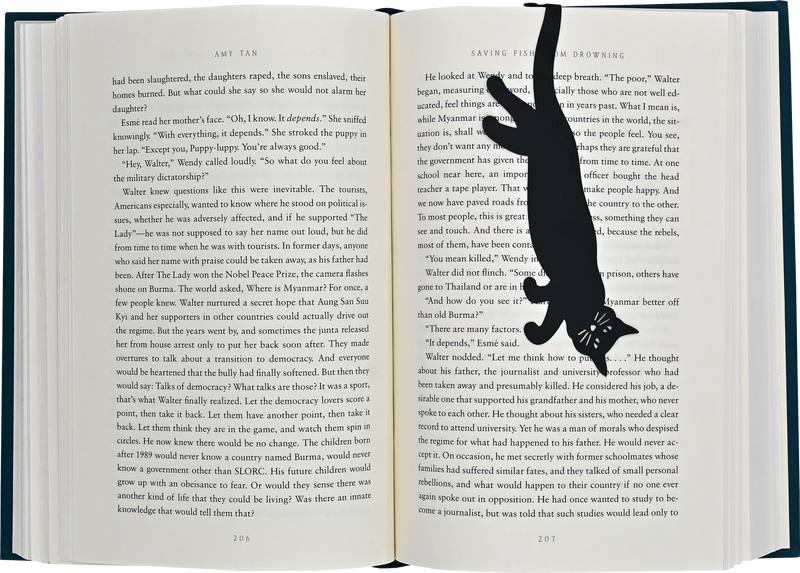 Curious Cat Book Hugger Metal Bookmark Bookmarks Peter Pauper Press, Inc.  Paper Skyscraper Gift Shop Charlotte