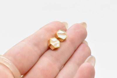 Crystal Quartz Hexagon Clay Earrings, Gold Geometric Jewelry: 14k Gold Plated Brass  Cold Gold  Paper Skyscraper Gift Shop Charlotte