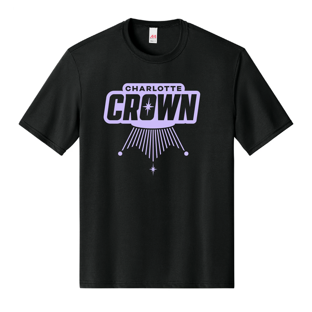 Charlotte Crown District Black Triblend Logo Tee - Large