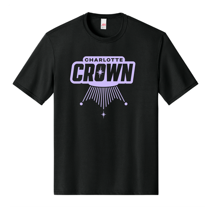 Charlotte Crown District Black Triblend Logo Tee - Large