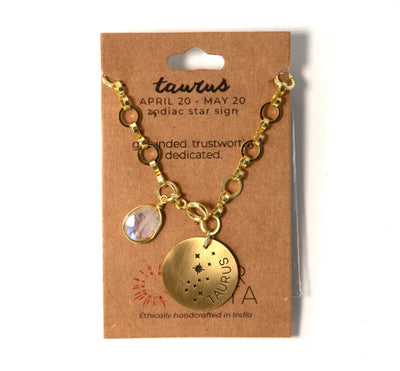 Zodiac Star Sign Necklace- TAURUS Jewelry Fair Anita  Paper Skyscraper Gift Shop Charlotte