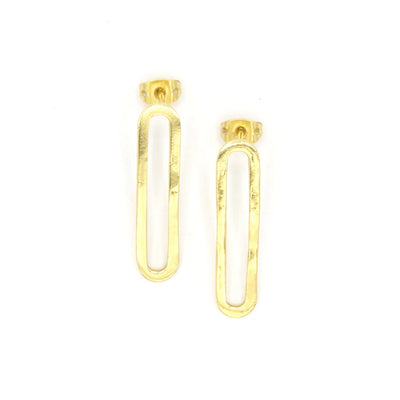Elongated Loop Brass Stud Earrings Earrings Fair Anita  Paper Skyscraper Gift Shop Charlotte
