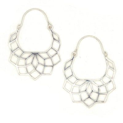Geometric Lattice Hoops- Silver Earrings Fair Anita  Paper Skyscraper Gift Shop Charlotte