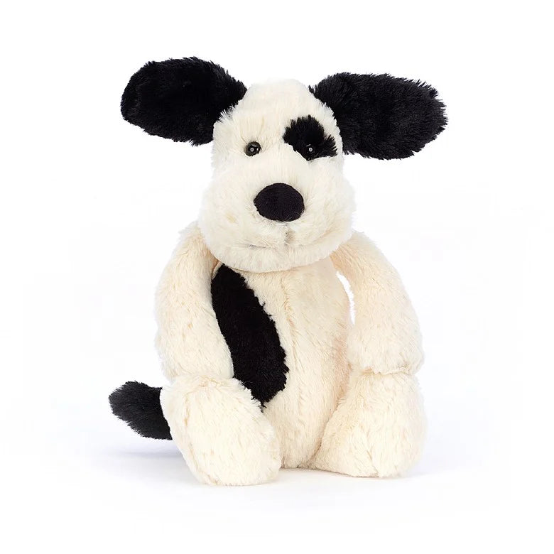 Bashful Black & Cream Puppy | Small Stuffed Animals Jellycat  Paper Skyscraper Gift Shop Charlotte