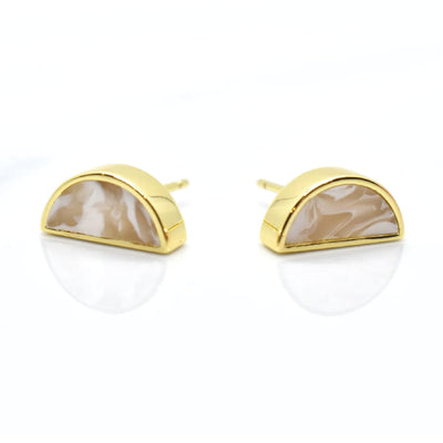 Crystal Quartz Clay Moon Earrings Earrings Cold Gold  Paper Skyscraper Gift Shop Charlotte