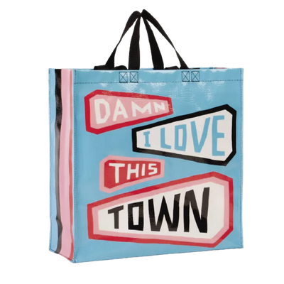 Damn I Love This Town Shopper Bag Shoppers Blue Q  Paper Skyscraper Gift Shop Charlotte