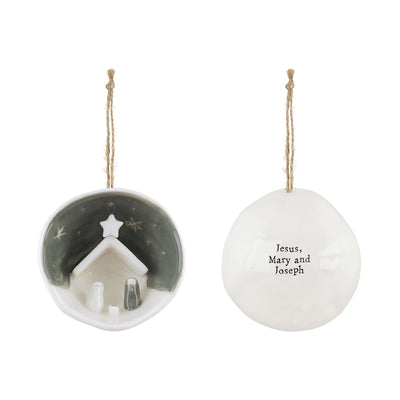 Nativity Half Circle Porcelain Ornament Ornaments Two's Company  Paper Skyscraper Gift Shop Charlotte