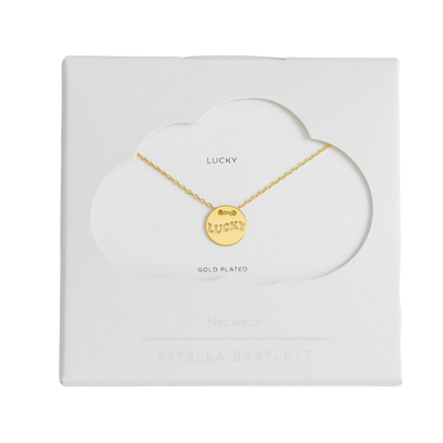 Lucky Cut Out Disc Necklace - Gold Plated Jewelry Estella Bartlett Ltd  Paper Skyscraper Gift Shop Charlotte