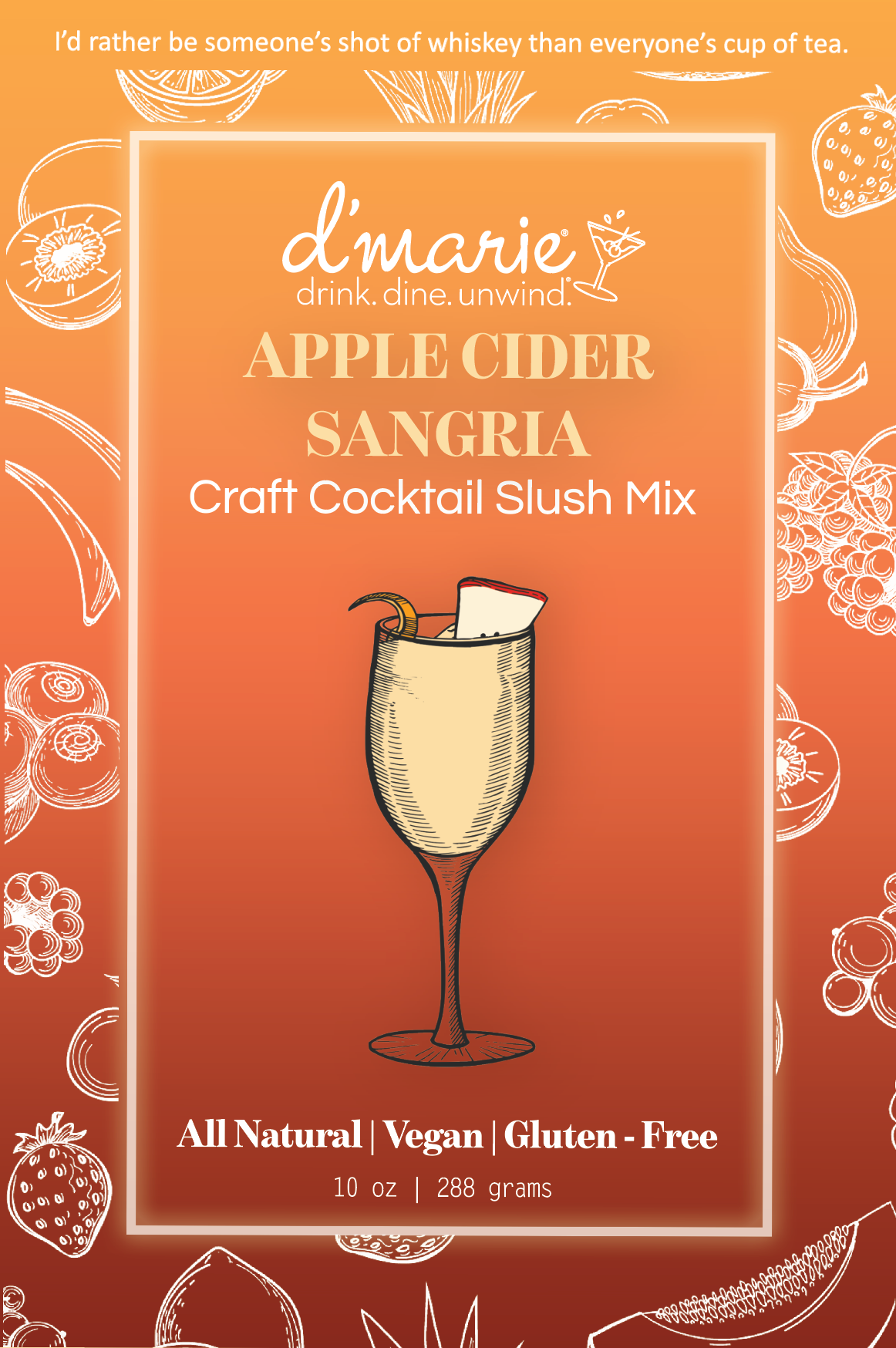 Apple Cider Sangria Craft Cocktail Slush Mix - 10oz Pouch Food & Beverages Dmarie Paper Skyscraper Gift Shop Charlotte
