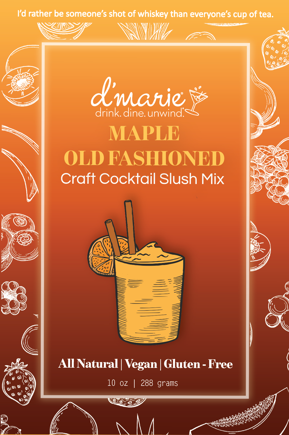 Maple Old Fashioned Craft Cocktail Slush Mix - 10oz Pouch Food & Beverages Dmarie Paper Skyscraper Gift Shop Charlotte