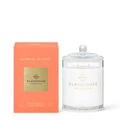Sunsets in Capri| 13.4 oz. Candle Home & Garden Glass House Fragrances Paper Skyscraper Gift Shop Charlotte
