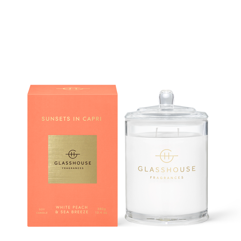 Sunsets in Capri| 13.4 oz. Candle Home & Garden Glass House Fragrances Paper Skyscraper Gift Shop Charlotte