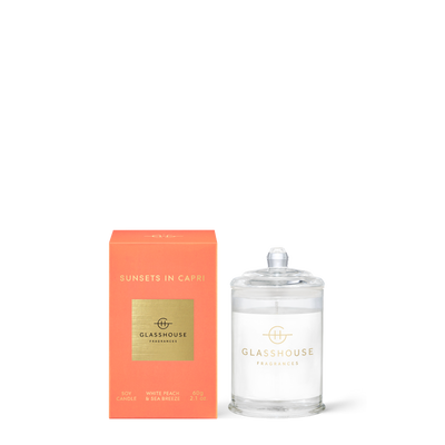 Sunsets in Capri | 2.1 oz. Candle Home & Garden Glass House Fragrances Paper Skyscraper Gift Shop Charlotte