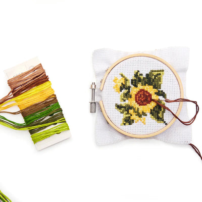 Mini Cross Stitch Embroidery Kit | Sunflower  Kikkerland  Paper Skyscraper Gift Shop Charlotte