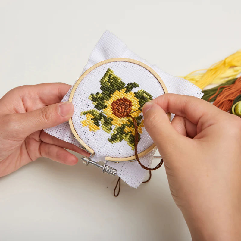 Mini Cross Stitch Embroidery Kit | Sunflower  Kikkerland  Paper Skyscraper Gift Shop Charlotte