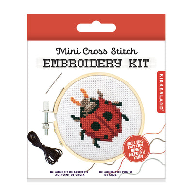 Ladybug Mini Cross Stitch Embroidery Kit  Kikkerland  Paper Skyscraper Gift Shop Charlotte