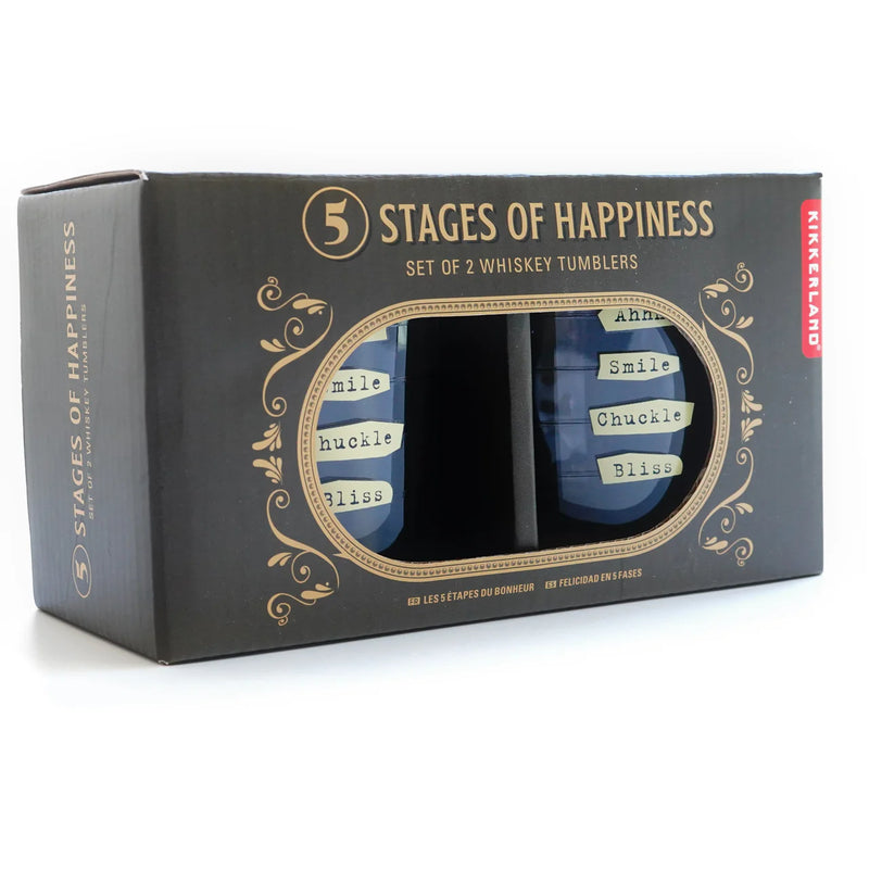 Five Stages to Happiness Glasses Glassware Kikkerland  Paper Skyscraper Gift Shop Charlotte