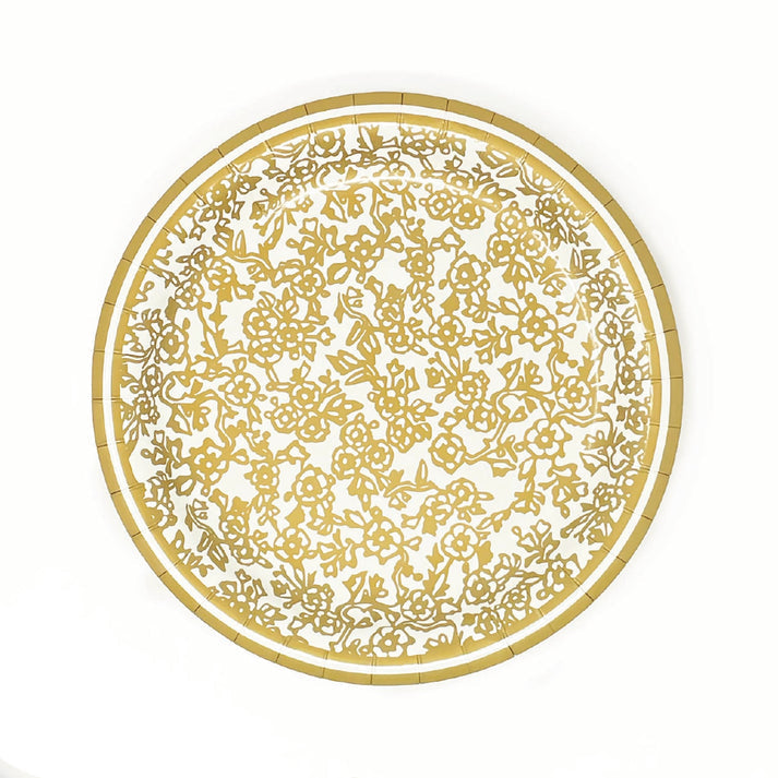 7" Gold Chinoiserie Paper Plates Partyware Lucy Grymes  Paper Skyscraper Gift Shop Charlotte