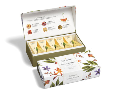 Herbal Retreat Petite Presentation Box: 10 INFUSERS, 2 of each blend Kitchen Tea Forte  Paper Skyscraper Gift Shop Charlotte