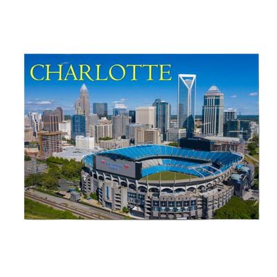 Horizontal Metal Magnet - Charlotte NC Aerial View Magnets My City Souvenirs  Paper Skyscraper Gift Shop Charlotte