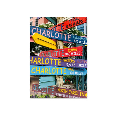 Horizontal Metal Magnet - Charlotte Sign Post The Green Magnets My City Souvenirs  Paper Skyscraper Gift Shop Charlotte