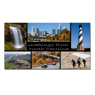 Horizontal Metal Magnet - Greetings from North Carolina Photo Collage Magnets My City Souvenirs  Paper Skyscraper Gift Shop Charlotte