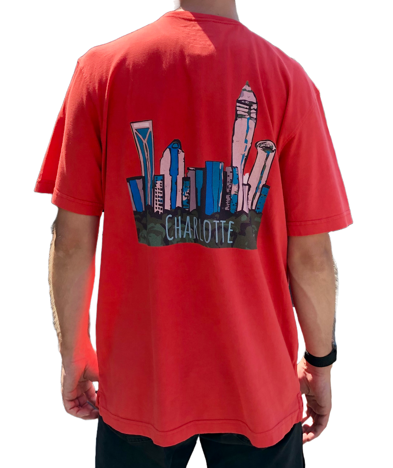 Reworn Paper Skyscraper T-Shirt | Red Apparel Reworn  Paper Skyscraper Gift Shop Charlotte