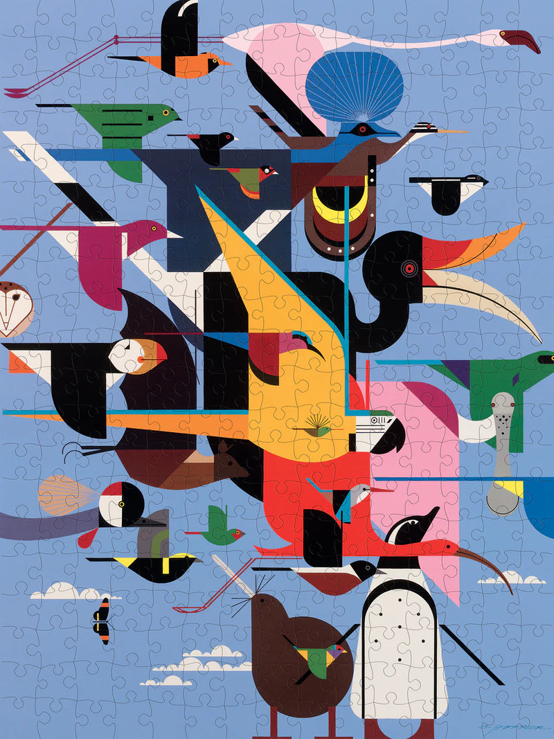 300 Piece Jigsaw Puzzle | Charley Harper Wings of the World Puzzles Pomegranate  Paper Skyscraper Gift Shop Charlotte