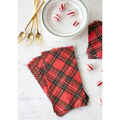 Red Plaid Guest Napkin | Pack of 16 Napkins Hester & Cook  Paper Skyscraper Gift Shop Charlotte