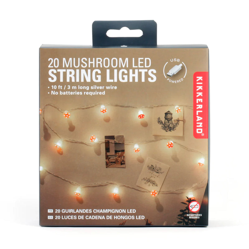 20 Mushroom LED String Lights Outdoors Kikkerland  Paper Skyscraper Gift Shop Charlotte