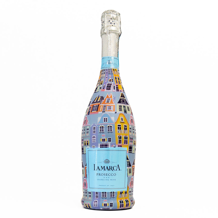 Blue Row Houses Bottle Wrap | La Marca Edition Gift Supplies Beau Bottles Paper Skyscraper Gift Shop Charlotte