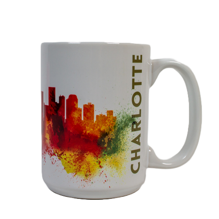 Charlotte Abstract Skyline | Tall White Mug Mugs Lantern Press  Paper Skyscraper Gift Shop Charlotte