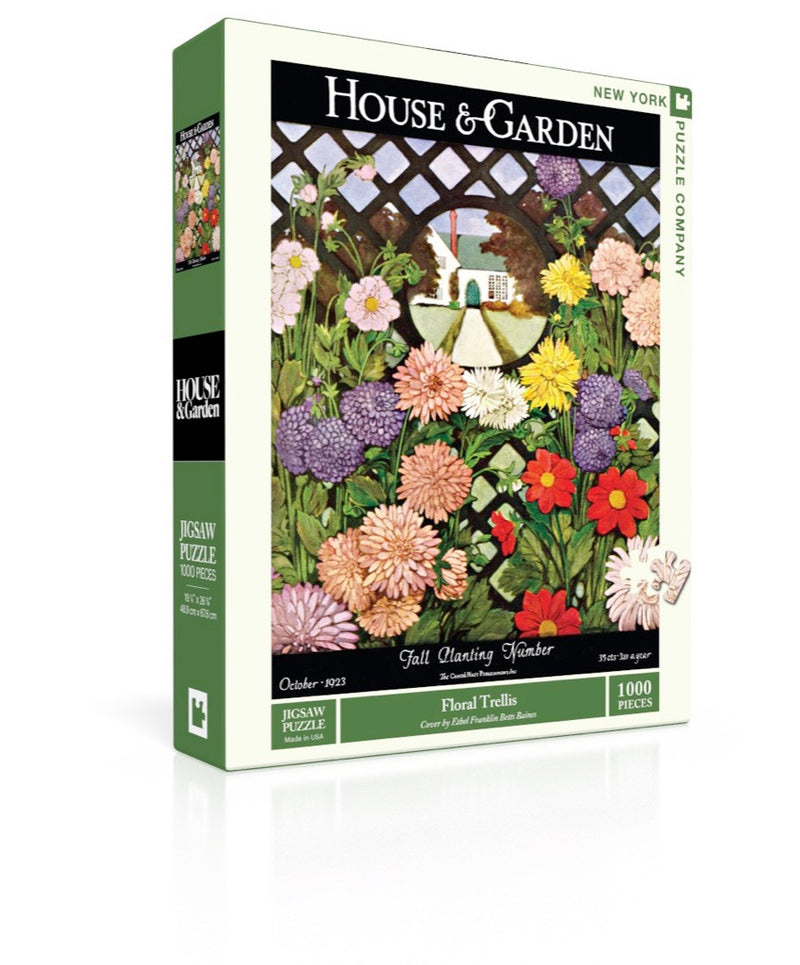 1000 Piece Jigsaw Puzzle | Floral Trellis Jigsaw Puzzles New York Puzzle Company  Paper Skyscraper Gift Shop Charlotte