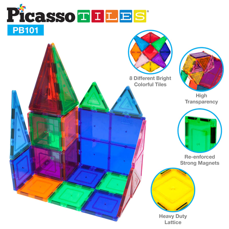 PicassoTiles 101 pieces Magnetic Building Block Toy Set with Carry Case Kids Toys Picasso Tiles  Paper Skyscraper Gift Shop Charlotte